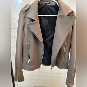 Express bomber style jacket olive green with gold accents